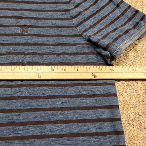 Brooks Brother Shirt Mens 2XL Blue Striped Henley V Neck Pullover Short Sleeve - Picture 12 of 14